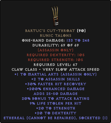Buy Diablo 2 Bartuc S Cut Throat Ethereal At D2trophy Com